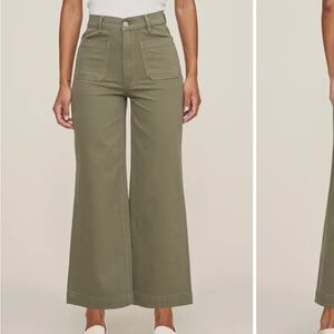 DL1961 Hepburn Wide Leg Pant High Rise Ankle Coastal Marsh Green sz 28